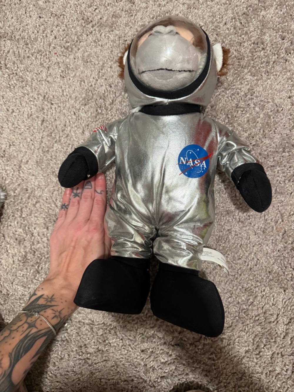 Silver Astronaut Monkey Plush Toy - Silver/Black - Picture 3 of 3